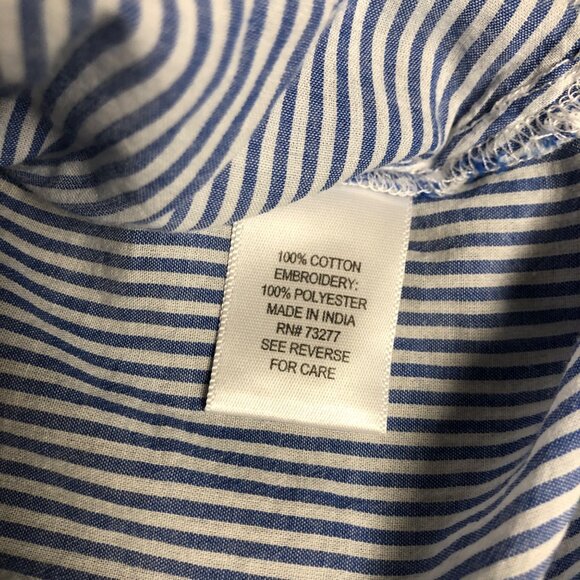Croft and Barrow Sleeveless Top Womens Sz Large Blue White Striped Cotton Tunic - Picture 7 of 9